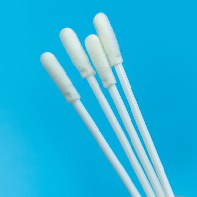 8cm 일회용 흰색 PP 스틱 멸균 폼 팁 면봉 VTM 키트 독감 테스트 구강 면봉 환경 테스트 면봉 표면 샘플링 면봉