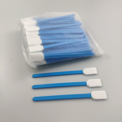 100 PCS 125mm 폴리 에스터 팁 면봉 PP 스틱이있는 정사각형 헤드 블루