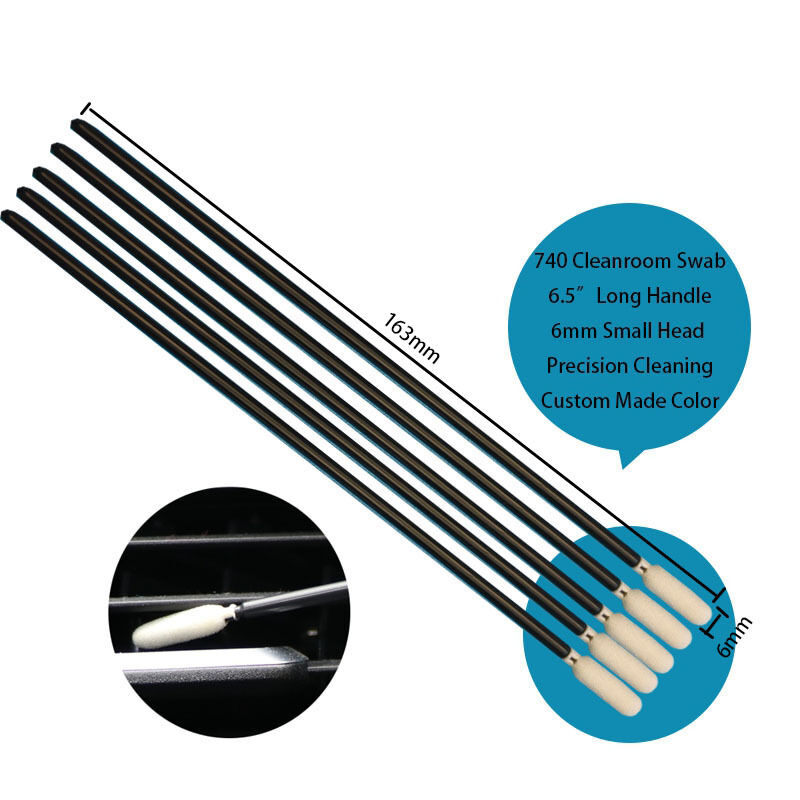 TX740 린트 프리 6.5" 엑스트라 롱 핸들 정밀 스폰지 디테일링 면봉 프린터 자동차 청소용 폼 면봉 청소