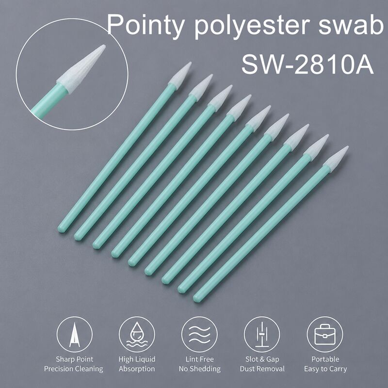 높은 흡수성 75mm를 청소하는 전자공학 광학 렌즈 PCB 키보드 간격을 위한 예리한 점 폴리에스테 면봉