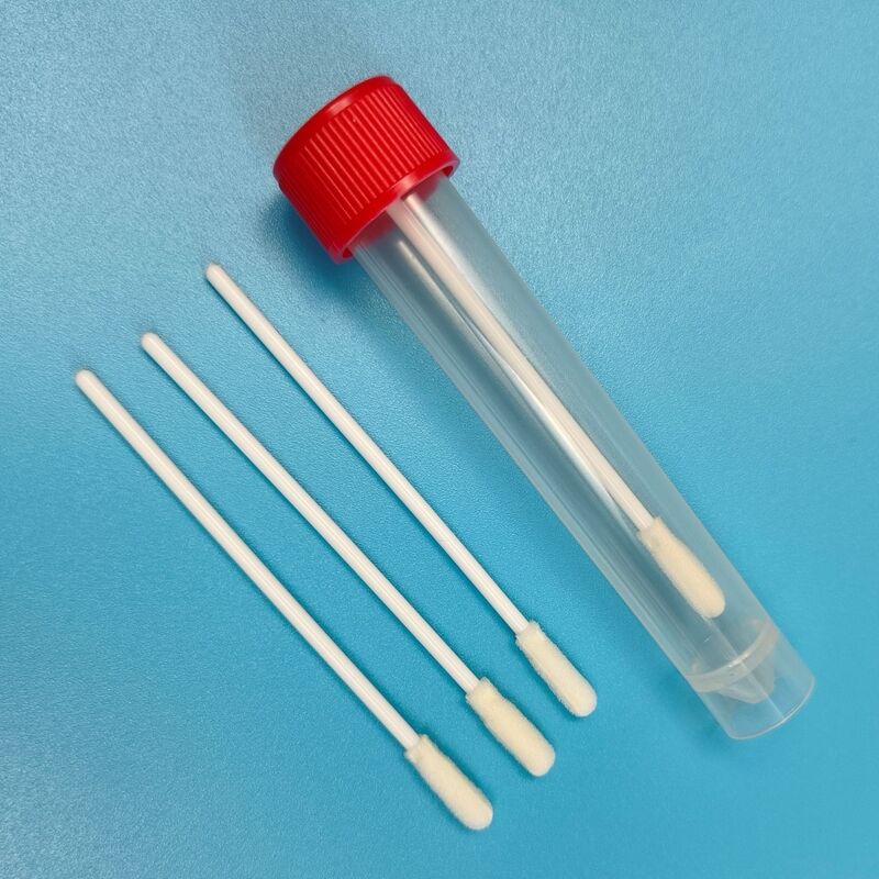 8cm 일회용 흰색 PP 스틱 멸균 폼 팁 면봉 VTM 키트 독감 테스트 구강 면봉 환경 테스트 면봉 표면 샘플링 면봉